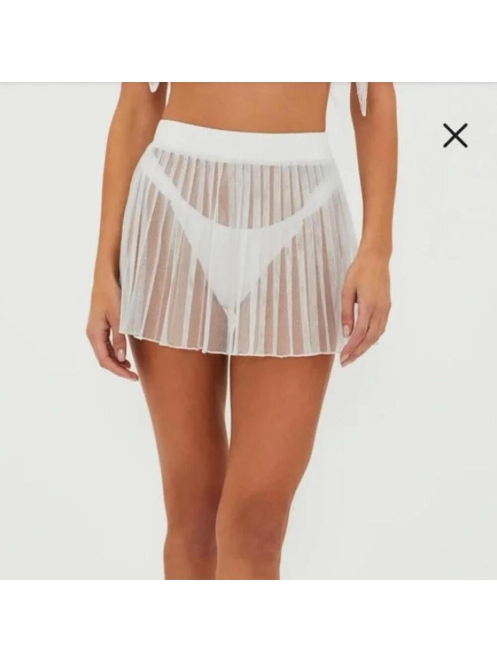 Beach Riot silver pleated mini skirt beach cover up Size XL